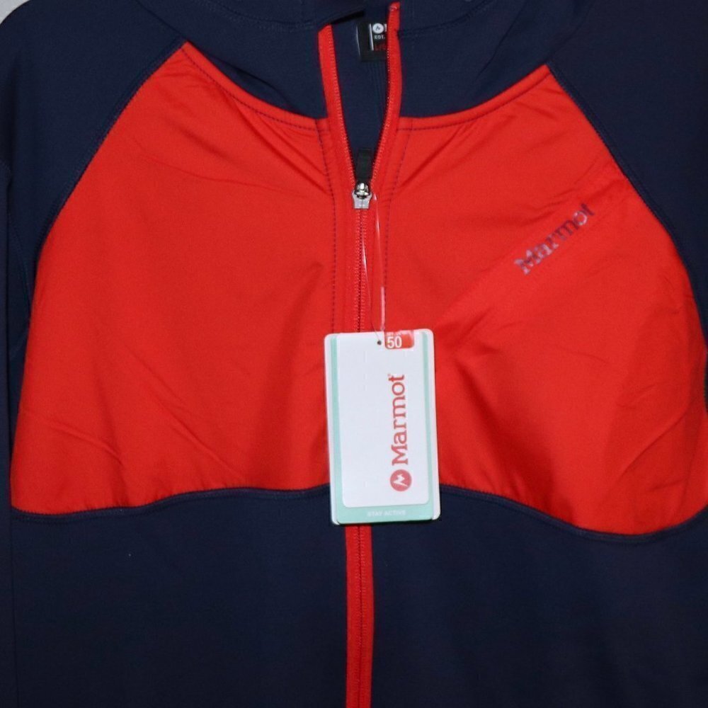 Marmot Men's Hanging Rock Hoodie Size L Arctic Navy/Victory Red
